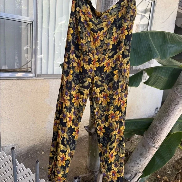Free People Black and Gold Floral Jumpsuit - Picture 2 of 9